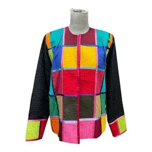 Vintage Tachi Castillo Satin Silky Ribbon Patch color Jacket Blazer size S